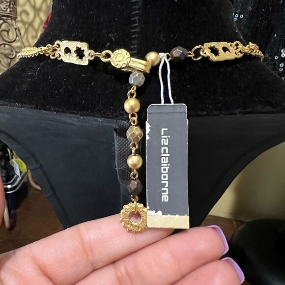 VINTAGE LIZ CLAIBORNE COUTURE MULTICOLOR GOLDEN BYZANTINE STYLE PENDANT NECKLACE - Picture 3 of 3